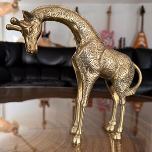 Vintage MCM Hollywood Regency Style  Solid Brass Giraffe Sculpture